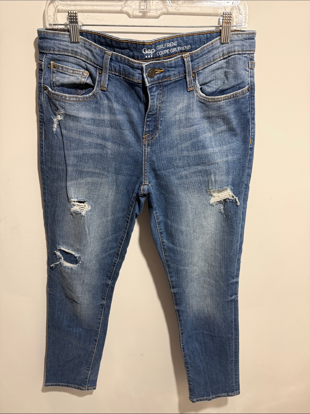 GAP Girlfriend Distressed Medium Blue Jeans Size 8